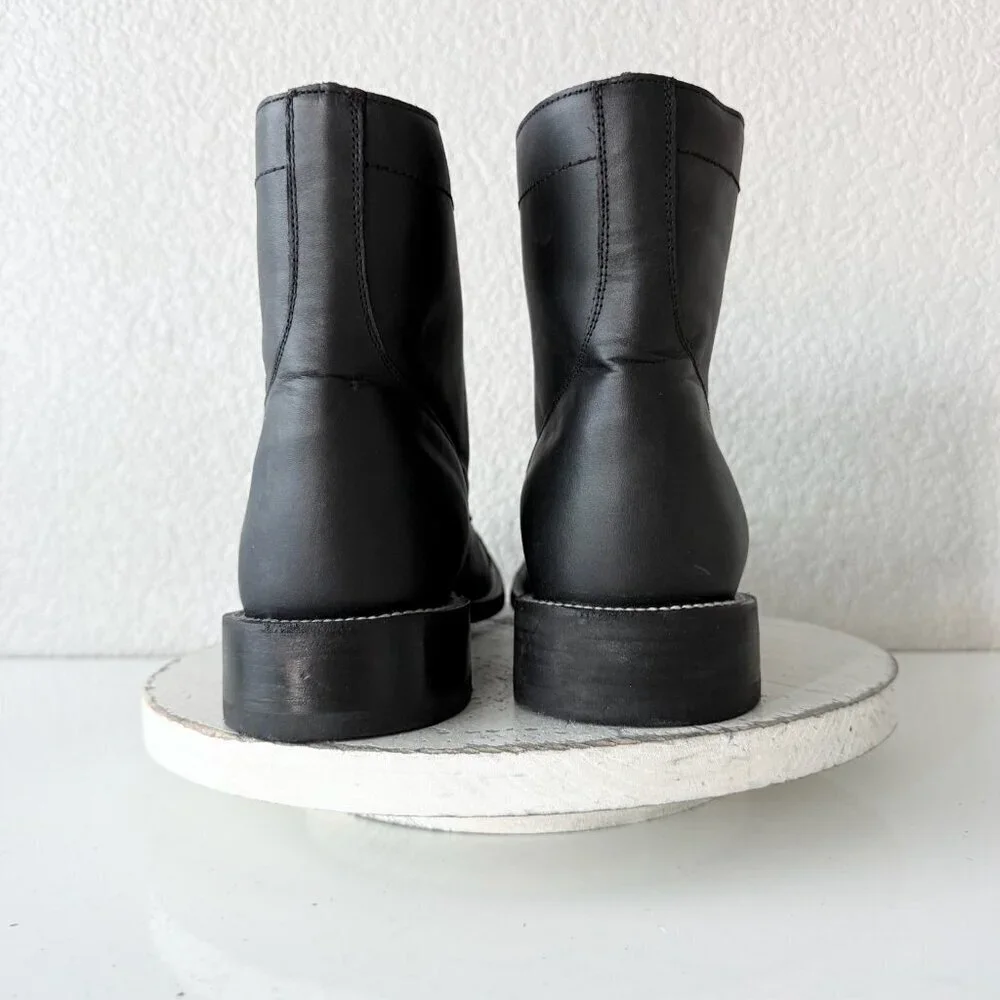 NEW Lane Mens Black Ankle Boots Size 12.5 Lace-up Casual Genuine Leather Sole